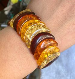 Strand Certificate 12 30mm Natural Mexican Yellow Red Amber Beads Bracelet 7.5"