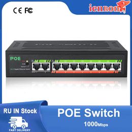 Routers IENRON POE Switch 1000 Mbps 8 Ports Network Standard POE Ethernet Switch 52V Builtin Power For CCTV IP Camera/Wifi Router