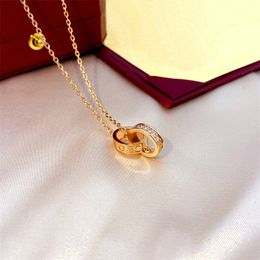 necklace chains gold silver diamond necklaces designer jewellery Solitaire Stainless Steel Double Ring Link Chain White Anniversary Party Pendant Necklaces