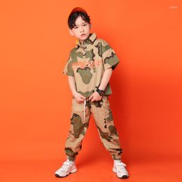 Stage Wear Kid Hip Hop Clothing Casual Loose T-shirt Top Camouflage Pants For Girls Boy Jazz Dance Costume Ballroom Dancing Clothes