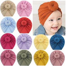 Hair Accessories Multicolor Fashion Donut Baby Hat Cotton Elastic Beanie Cap Born Headbands Turban Infant Hats