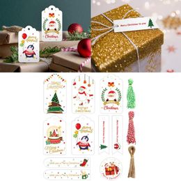 Greeting Cards T21D 150 Pcs Christmas Paper Tags Creative Painted DIY Cartoon Handmade Xmas Decor