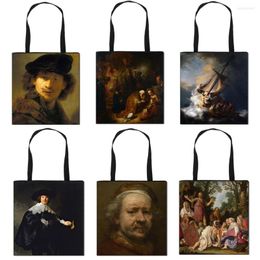 Shopping Bags Greatest Holland Painter Rembrandt Print Handbag The Storm On Sea Of Galilee Oil Paintings Totes Ladies Shopper