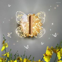 Wall Lamps Butterfly For Children's Room Bedside Lamp LED Modern Light Luxury Boy Girl Bedroom Background Decor Lights