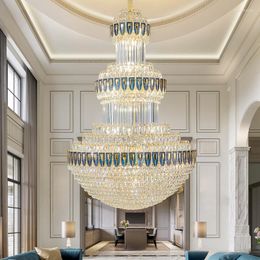 Pendant Lamps LED Modern Duplex Villa Floor Luxurious Crystal Chandelier Light Luxury El Lobby Sales Department Headlight Display Lamp