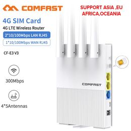 Routers 300Mbps 2.4GHz CAT4 LTE Wireless Wifi Router Outdoor 3G 4G SIM Card CPE Router 4 Antennas Industrial Wifi Cover DC Power 4G AP