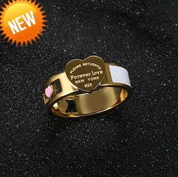 Fashion Hollow Colourful Heart Rings Stainless Steel Big2023 Tag White Shell Ring For Women Girls Female Men Wedding Jewellery Fashion ring NEW