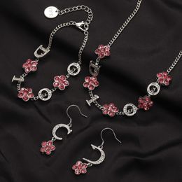 Earring Bracelet Necklace Jewelry Sets Luxruy flower letters set moissanite bracelets designer fo women Bohemian Silver Plated Anniversary Wedding Engagement