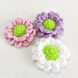 Cute Knitted Flowers Brooches Women Girls Handmade Crocheted Floral Brooches Dress Clothes Pins Accessories Party Gifts