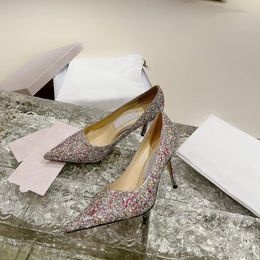 Shoes Designer shoes Womens luxury brand coarse grain glitter Leather fabric Shoes rhinester bow Sparkling Shoes banquet Wedding Shoes Sandals 240229