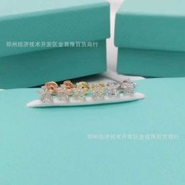 Designer Brand 925 Silver Horse Eyes Four Leaf Grass Earrings Five Diamond Flower Cluster Letter X AKZO