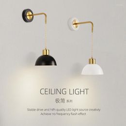 Wall Lamps Modern Style Black Sconce Antique Wooden Pulley Mirror For Bedroom Cute Lamp Bed Head Bathroom Light Retro