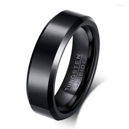 Wedding Rings Classic Tungsten For Men Women Engagement Band Comfort Fit High Polish Black 6mm Size 7-12