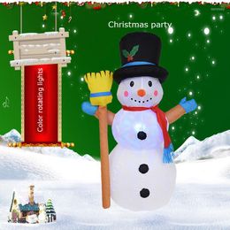 Strings Lovely Snowman With Broom Festival Party Christmas Inflatable Props LED Decoration Outdoor Santa Claus Can Be Fixed For Venue