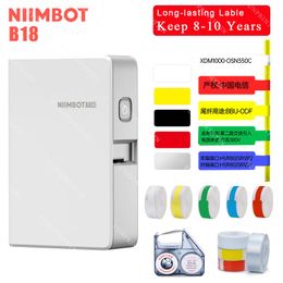 Printers NiiMbot B18 Thermal transfer Printer Barcode Portable Mini Wireless Connected Smart Colour thermal transfer label Use Ribbon