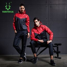Women's Tracksuits VANSYDICAL Sauna Suit Men Gym Clothing Set Hoodies Pullover Sportswear Running Fitness Weight Loss Sweating Sports Jogging Suit 230526