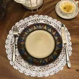 Table Mats White Handmade Crochet Doilies Cotton Lace Doily Round Placemats Placemat Kitchen Accessories