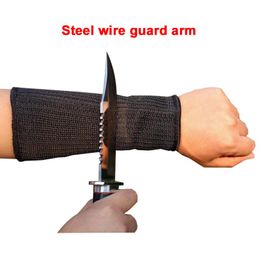 Knee Pads Elbow & 1pcs Safety Arm Sleeve Steel Wire Anti Cut Puncture Proof Guard Bracers Protector Work Knife Resistant Gloves