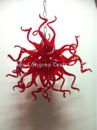 Chandeliers Glass Shade Lighting LED LSource European Italian Dale Style Red Colored Hand Blown Chandelier
