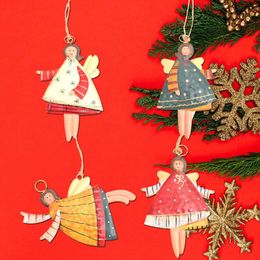 Christmas Decorations 4 Pieces Metal Angle Tree Ornaments Color Girl Small Angel With Hanging String For #02