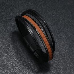 Charm Bracelets Trendy Vintage Leather For Men Steel Multilayer Braided Rope Male Jewellery Pulsera Hombre Gifts