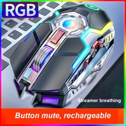 Mice 2.4GHz Wireless Mice With USB Receiver Gamer 1600DPI Mouse For Computer PC Laptop RGB Breathing Light Wireless Mute Mouse