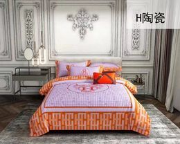 Brand Bedding Sets Luxury H China Satin Embroidery Egyptian Cotton Duvet Cover Bed Linen Fitted Sheet Pillowcases Bedclothes King Queen Size