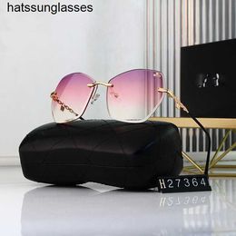 2022 frameless sunglasses large frame women's sunglasses small fragrance printed new glasses two for one