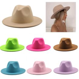 Stingy Brim Hats British Style Vintage Solid Colour Jazz Top Hat Flat Fashionable Stage Performance Festival Awards Commemora