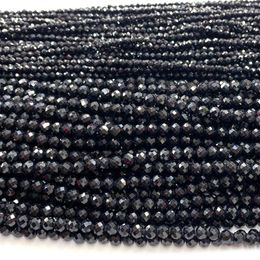 Loose Gemstones Veemake Black Spinel Natural DIY Necklace Bracelets Earrings Faceted Small Round Women's Beads For Jewellery Making