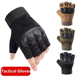 Cycling Gloves Fingerless For Bicycle Men's Tactical Military Shooting Paintball Motorcycle Combat Hard Knuckle GloveCycling