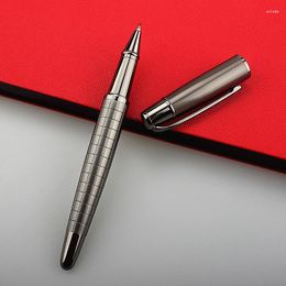 High Quality JL 220 Rollerball Pen Metallic Grey Grid Business Office School Supplies Ballpoint Ink Pens