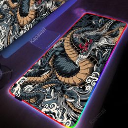 Rests Dragon Art Mouse Pad Gamer RGB Mousepad Xxl Pc Gaming Computer Desk Mat Rubber LED Mause Ped Mice Keyboards Peripherals Carpet