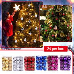 Party Decoration Christmas Tree Ornaments Hanging Ball Plastic Display Pendant 24PCS Housewear & Furnishings