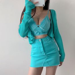 Skirts WOMENGAGA 5 Colours 2023 Sky Blue Fashion Sexy Denim Mini Skirt Straight Women Retro Girl Female HOJE