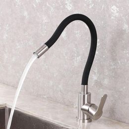 Kitchen Faucets SKOWLL Sink Faucet High Arc Bar Single Handle Hole Laundry Brushed Nickel