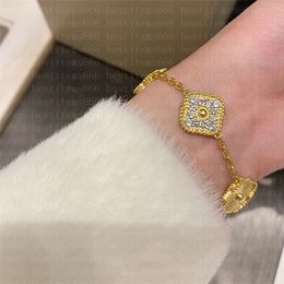 Fashion Classic 4/Four Leaf Clover Charm Bracelets Bangle Chain 18K Gold Agate Shell Mother-of-Pearl For Women&Girl Wedding Mother' Day Jewellery Women 002