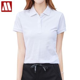 Shirts Women 2022 New Summer Casual Short Sleeve Slim Polos Shirts Tops Cotton Polo Shirt Fashion Hot Sale 14 Colors