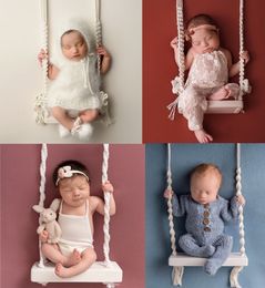 Keepsakes Baby Swing Born Pography Props Wooden Chair Babies Posing Aid Furniture Infants Po Shooting Accessories 230526
