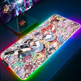 Rests Hololive Mouse Pad Gaming Backlit Carpet Kawaii Girl Mousepad Anime RGB Gamer Mat Large Desk Accessories Cabinet Xxl Extended Pc