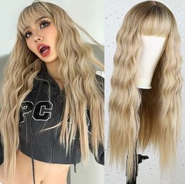 24 inch gradient Colour large wave long curly wig women hair wigs synthetic Fibre wig headcover with many styles to choose from and support customization