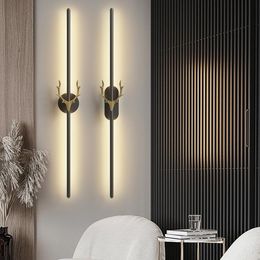 Wall Lamp Wrought Iron Base Nordic Antler Strip Modern Minimalist El Aisle TV Sofa Background