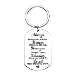 Keychains Keychain Keyring Graduation Gifts For Teen Girls Boys Son Daughter Engraved Key Chain Always Remember You Are Braver