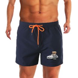 Car Teddy Bear Men's Shorts Summer Swimwear Men Swimsuit Swimming Trunks Short Sexy Beach Shorts Surf Board Men's Clothing Pants
