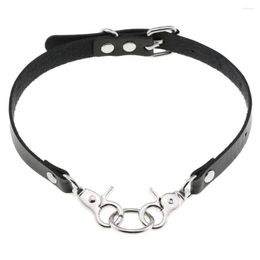 Choker DIEZI Vintage Circle Chain Pendant Collar For Men Goth Women Necklace Cosplay PU Leather Gothic Accessories