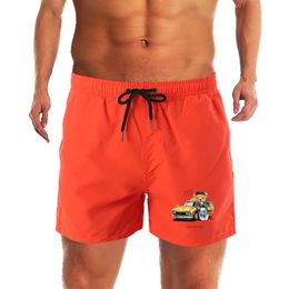 Men's Fashion Beach Shorts Gym Short Pants Teddy Bear Printed Quick-drying Swimming Trunk Pants Male Casual Movement Surfing