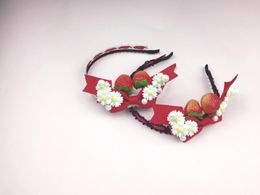 Party Supplies Lolita Sweet Girl Cute Daisy Strawberry Handmade Big Bowknot Lace Hairwear Hair Band Hoop Clasp Accessories