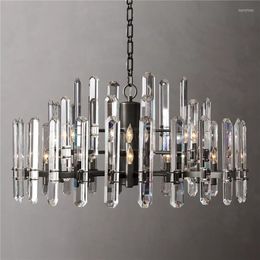 Chandeliers Modern LED Brass Chrome Black Metal K9 Crystal Pendant Hanging Lamps Bedroom Living Room Lights Fixture