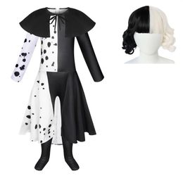 Clothing Sets Jumpsuit Dress Cosplay Costume Kids Gown Black White Maid Halloween Party With Cloak Wig For Girl