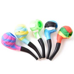 Colourful Silicone Pipes Petals Style Portable Glass Philtre Nineholes Screen Spoon Bowl Herb Tobacco Hand Cigarette Holder Hookah Waterpipe Bong Smoking DHL
